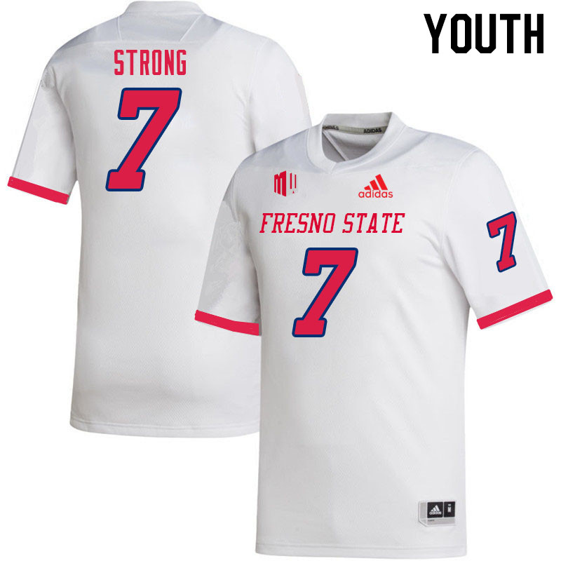 Youth #7 Reggie Strong Fresno State Bulldogs College Football Jerseys Sale-White